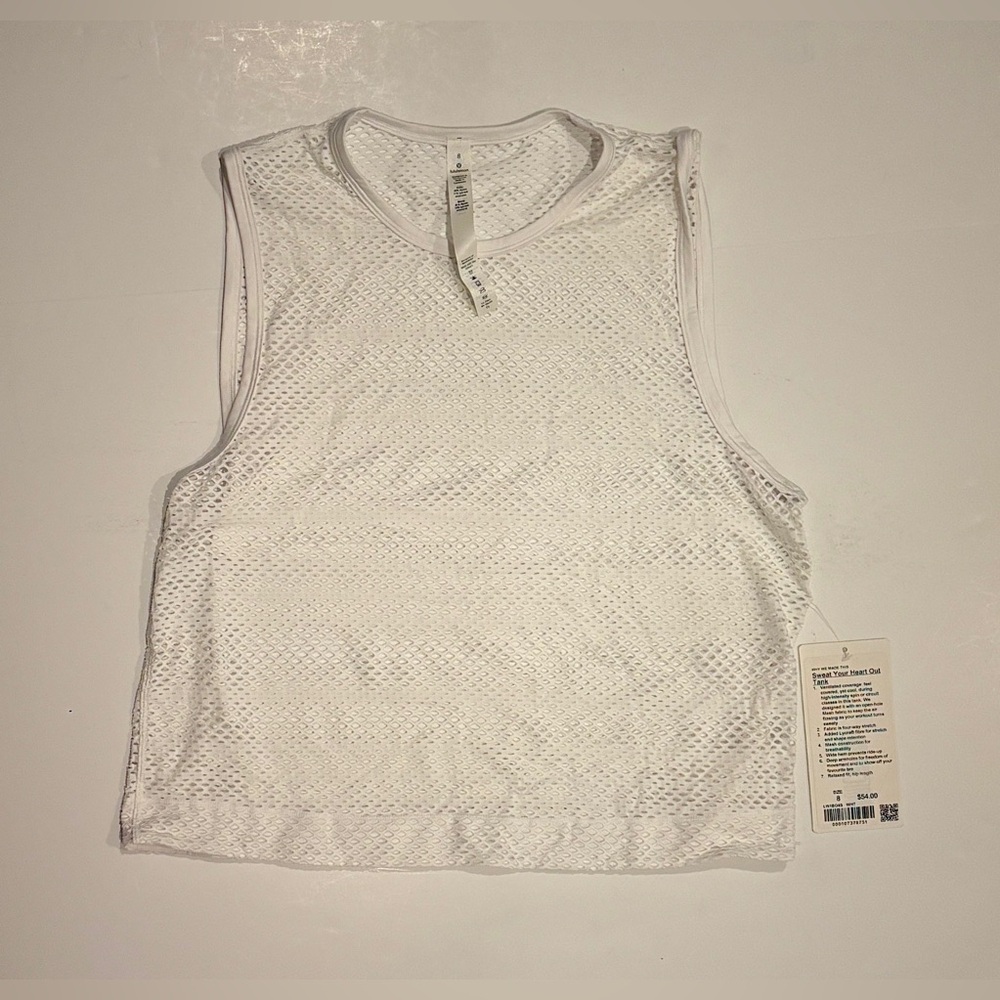 Lululemon “Sweat Your Heart Out” mesh tank size 8